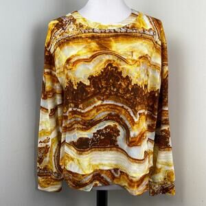 Le Superbe Anthropologie Sliced Agate Solar Topaz Print Modal Sweatshirt Large